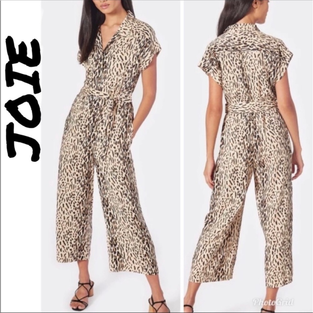 Joie Jailee Leopard Print Jumpsuit Size XS